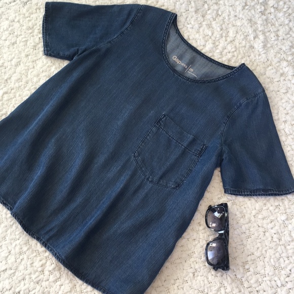 GAP Denim Look Tencel Short Sleeve Top - Picture 4 of 16